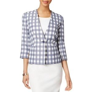 Nine West navy plaid one bottom blazer